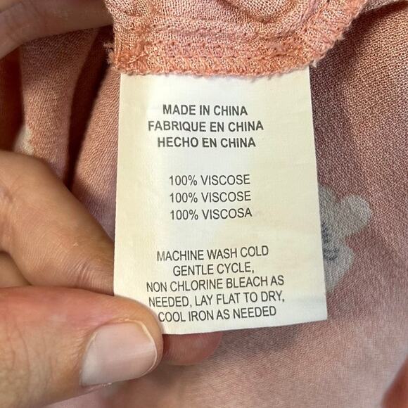 O'Neill Mandia Short Sleeve Floral Mini Dress NWT Women's Sz XL Peach Smocking - Picture 7 of 8